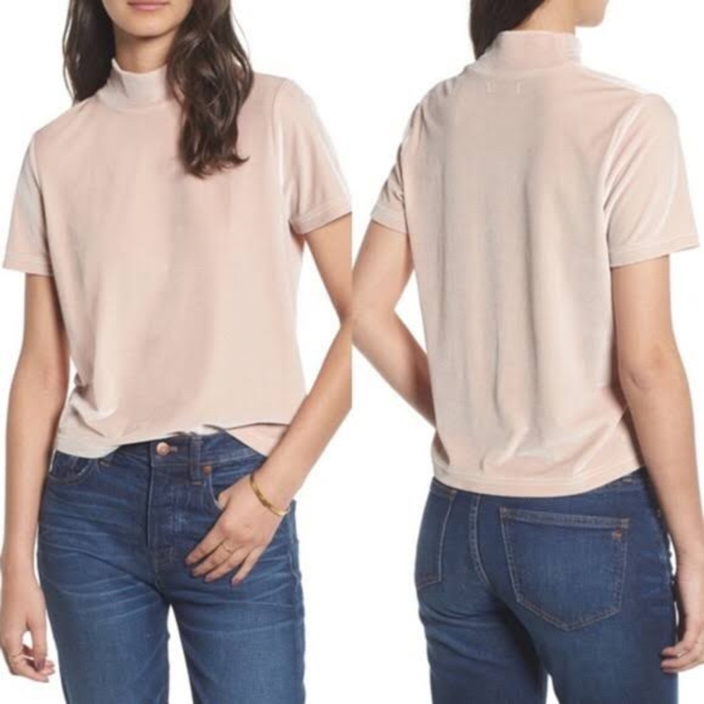 Madewell Velvet Tshirt with Mockneck Medium